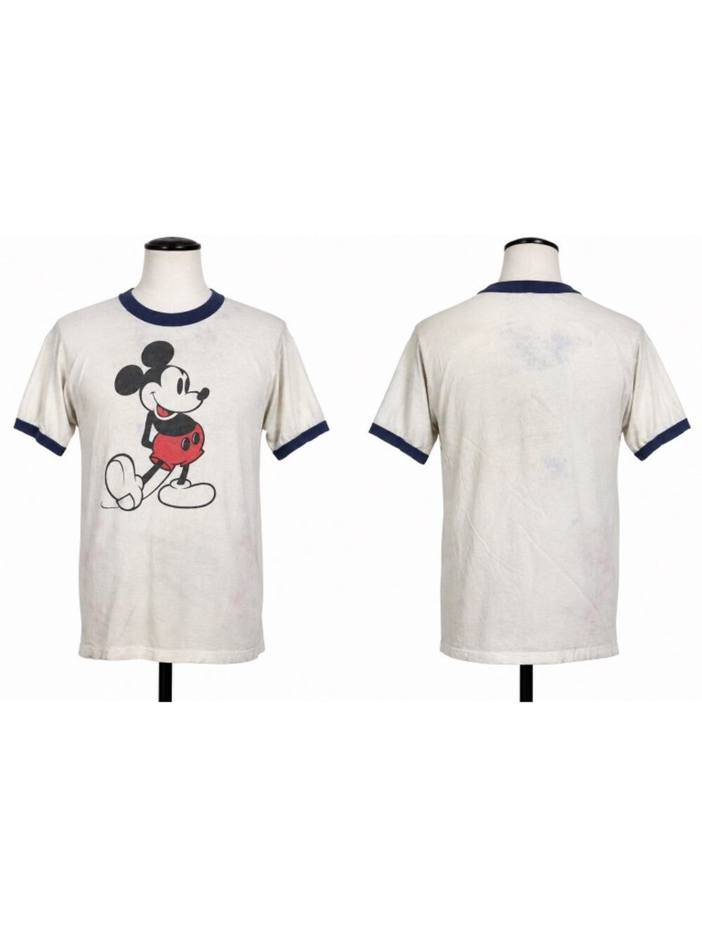 Vintage Disney Mickey Mouse Ringer T Shirt USA 80s Single Stitch Large 42-44
